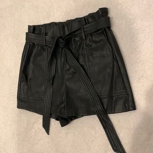 ZARA faux leather paper bag shorts with belt